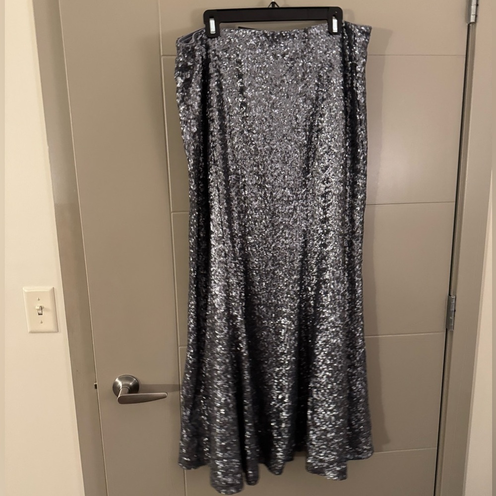 Lane Bryant Sparkling Silver Maxi Skirt
